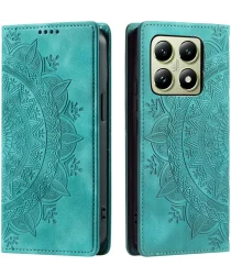 Xiaomi 14T Hoesje Mandala Book Case met Pasjeshouder Groen