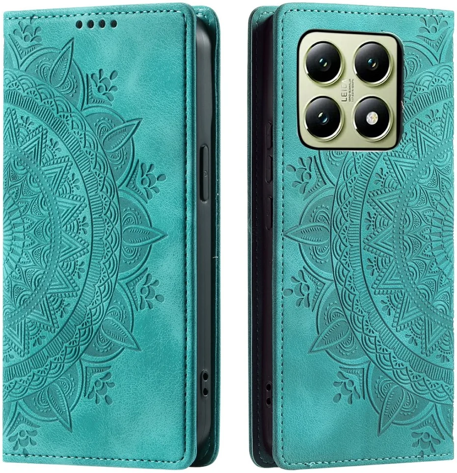 Xiaomi 14T Hoesje Mandala Book Case met Pasjeshouder Groen afbeelding 1