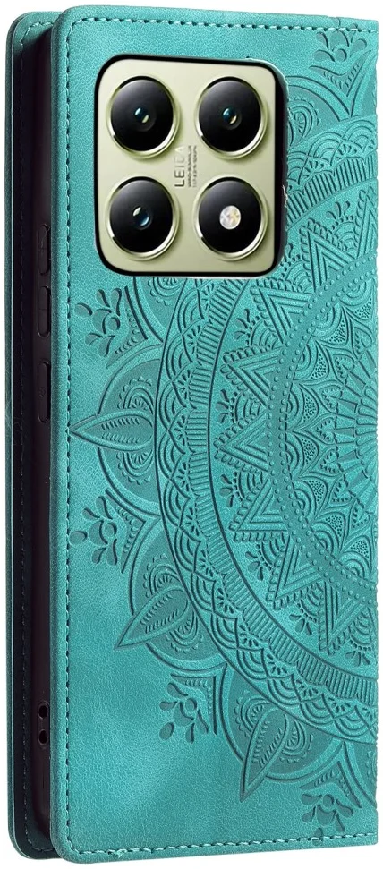 Xiaomi 14T Hoesje Mandala Book Case met Pasjeshouder Groen afbeelding 10