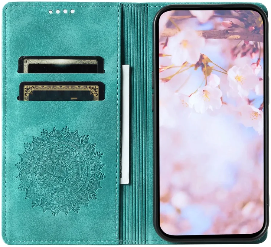Xiaomi 14T Hoesje Mandala Book Case met Pasjeshouder Groen afbeelding 2