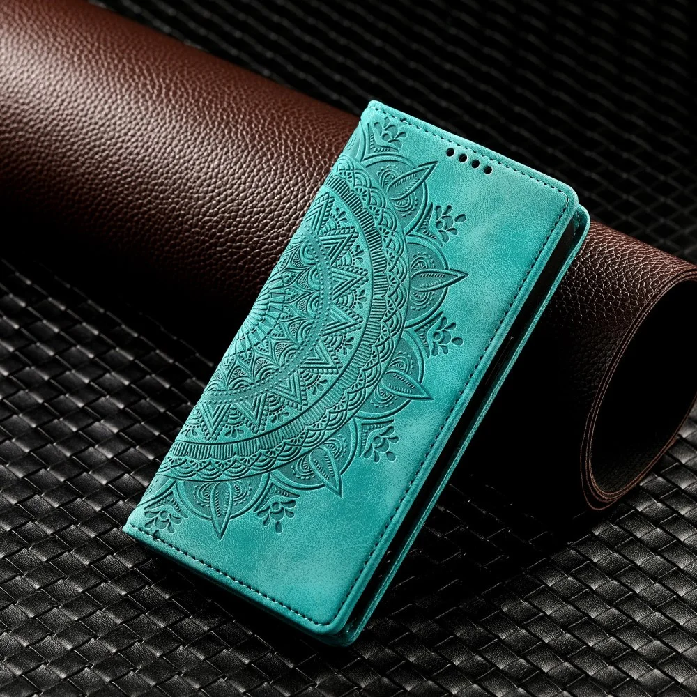 Xiaomi 14T Hoesje Mandala Book Case met Pasjeshouder Groen afbeelding 5