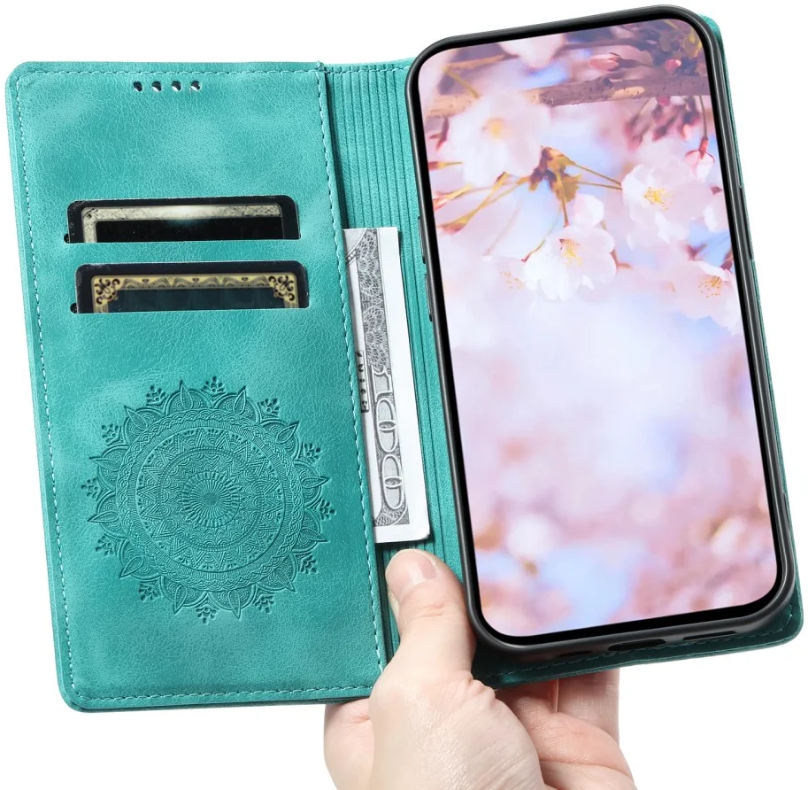 Xiaomi 14T Hoesje Mandala Book Case met Pasjeshouder Groen afbeelding 8