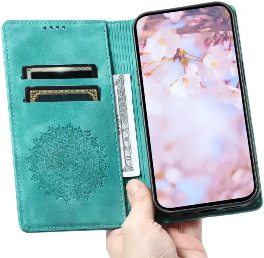 Xiaomi 14T Hoesje Mandala Book Case met Pasjeshouder Groen afbeelding 8
