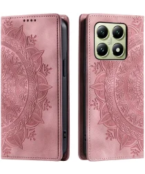 Xiaomi 14T Hoesje Mandala Book Case met Pasjeshouder Roze Goud