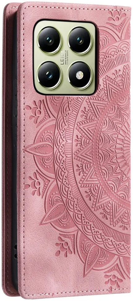 Xiaomi 14T Hoesje Mandala Book Case met Pasjeshouder Roze Goud afbeelding 10