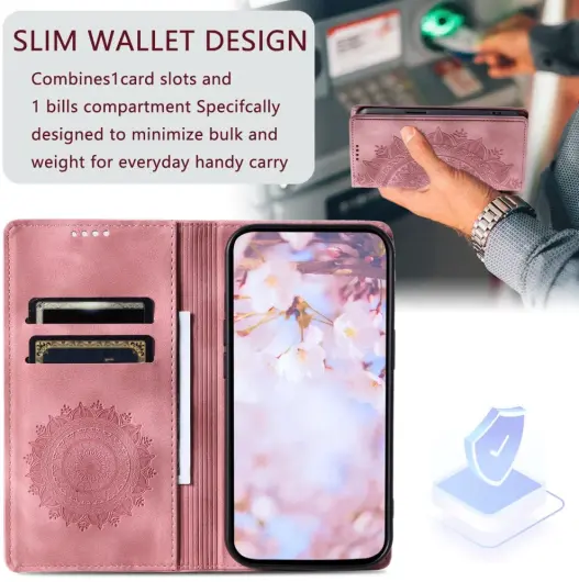 Xiaomi 14T Hoesje Mandala Book Case met Pasjeshouder Roze Goud afbeelding 4