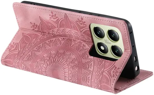 Xiaomi 14T Hoesje Mandala Book Case met Pasjeshouder Roze Goud afbeelding 7