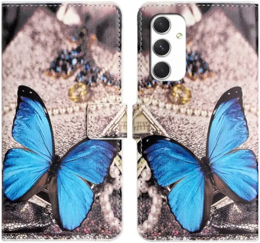 Samsung Galaxy A16 Hoesje Portemonnee Book Case Butterfly Print afbeelding 1