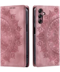 Samsung Galaxy A16 Hoesje Mandala Book Case met Pasjeshouder Roze Goud