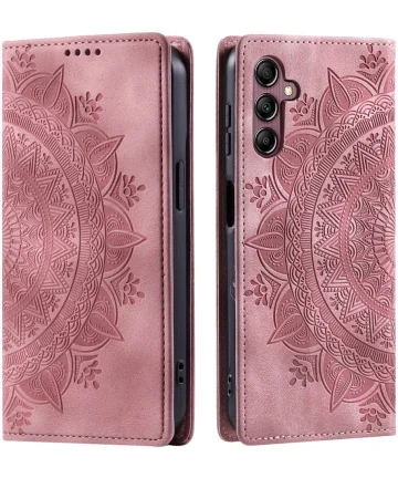 Samsung Galaxy A16 Hoesje Mandala Book Case met Pasjeshouder Roze Goud Hoesjes