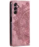 Samsung Galaxy A16 Hoesje Mandala Book Case met Pasjeshouder Roze Goud