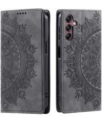 Samsung Galaxy A16 Hoesje Mandala Book Case met Pasjeshouder Zwart