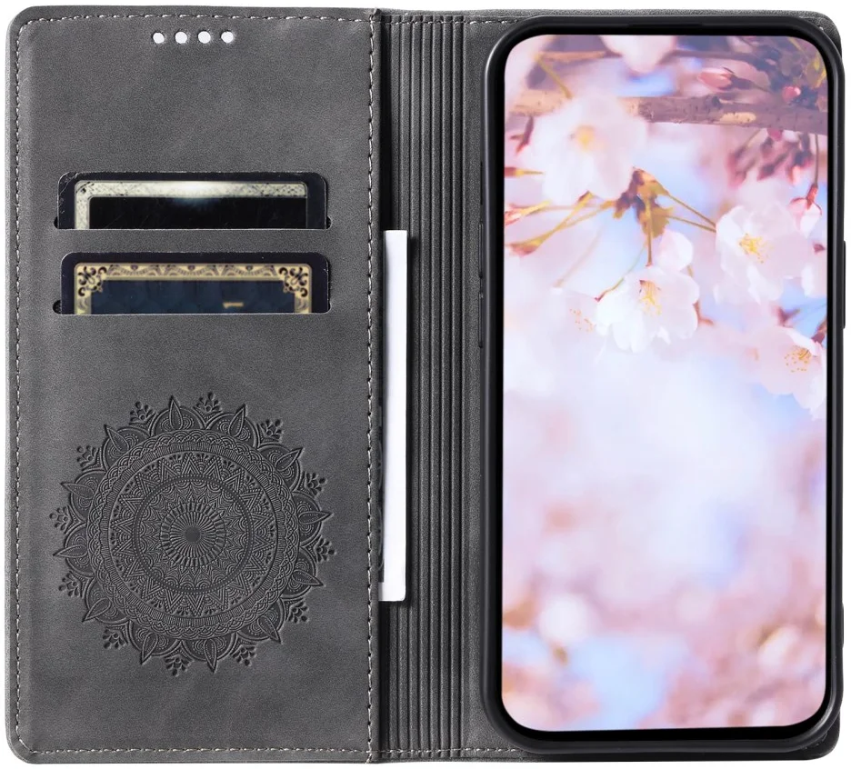 Samsung Galaxy A16 Hoesje Mandala Book Case met Pasjeshouder Zwart afbeelding 2
