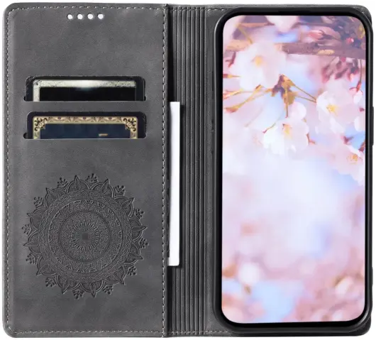 Samsung Galaxy A16 Hoesje Mandala Book Case met Pasjeshouder Zwart afbeelding 2