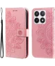 Xiaomi 14T Pro Hoesje Bloemen Print Wallet Book Case Roze