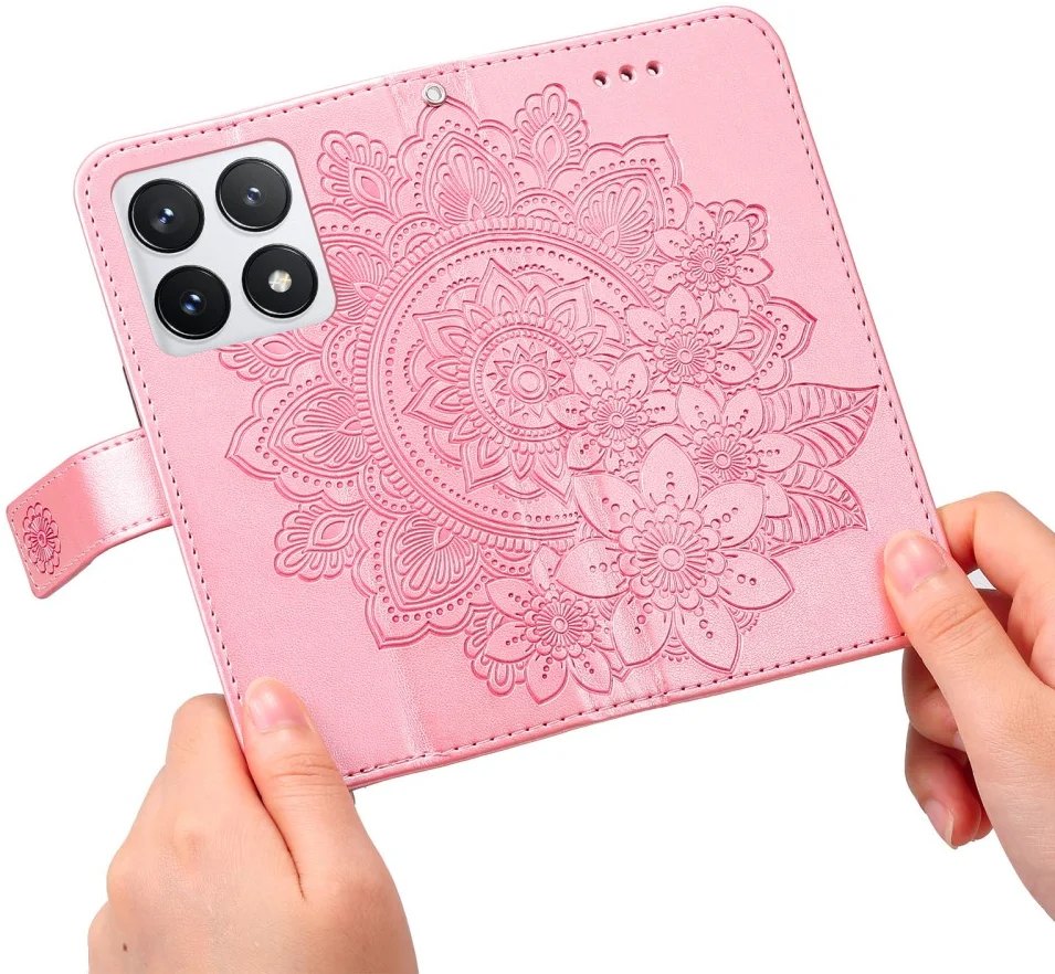 Xiaomi 14T Pro Hoesje Bloemen Print Wallet Book Case Roze afbeelding 12