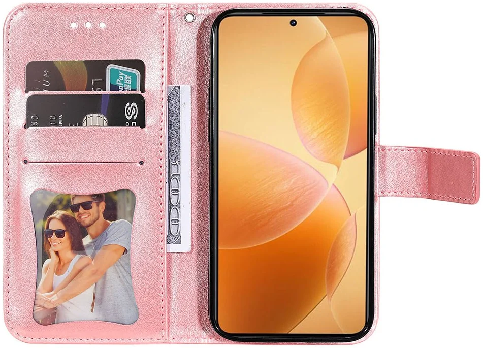 Xiaomi 14T Pro Hoesje Bloemen Print Wallet Book Case Roze afbeelding 2