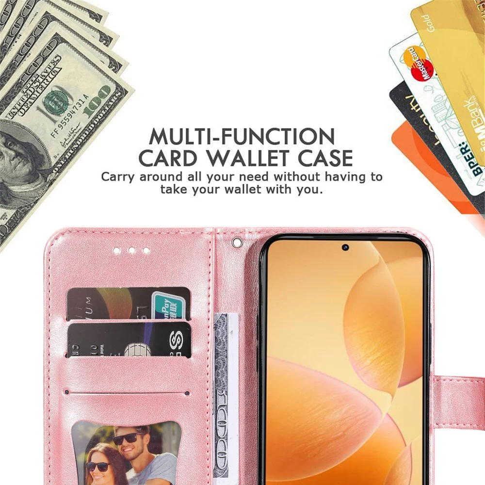 Xiaomi 14T Pro Hoesje Bloemen Print Wallet Book Case Roze afbeelding 3