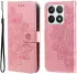 Xiaomi 14T Pro Hoesje Bloemen Print Wallet Book Case Roze