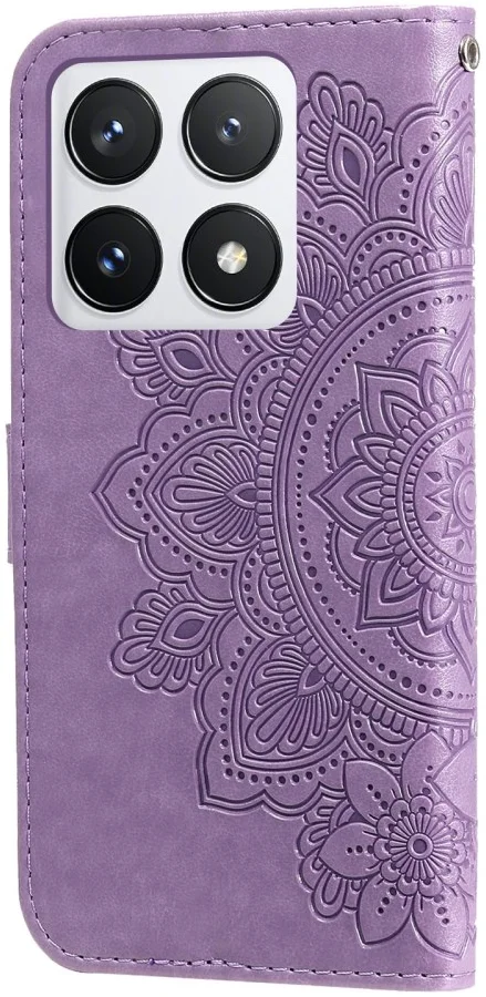 Xiaomi 14T Pro Hoesje Bloemen Print Wallet Book Case Paars afbeelding 10