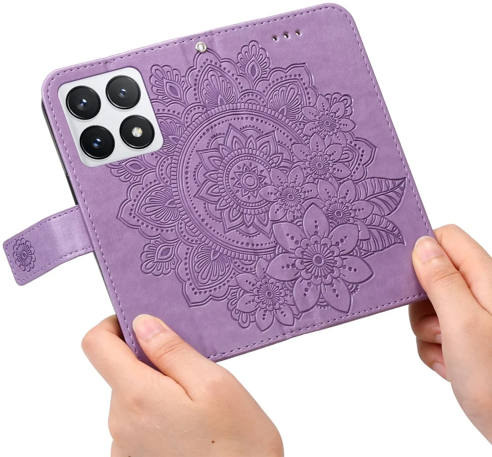Xiaomi 14T Pro Hoesje Bloemen Print Wallet Book Case Paars afbeelding 12