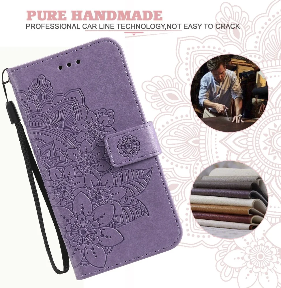 Xiaomi 14T Pro Hoesje Bloemen Print Wallet Book Case Paars afbeelding 4