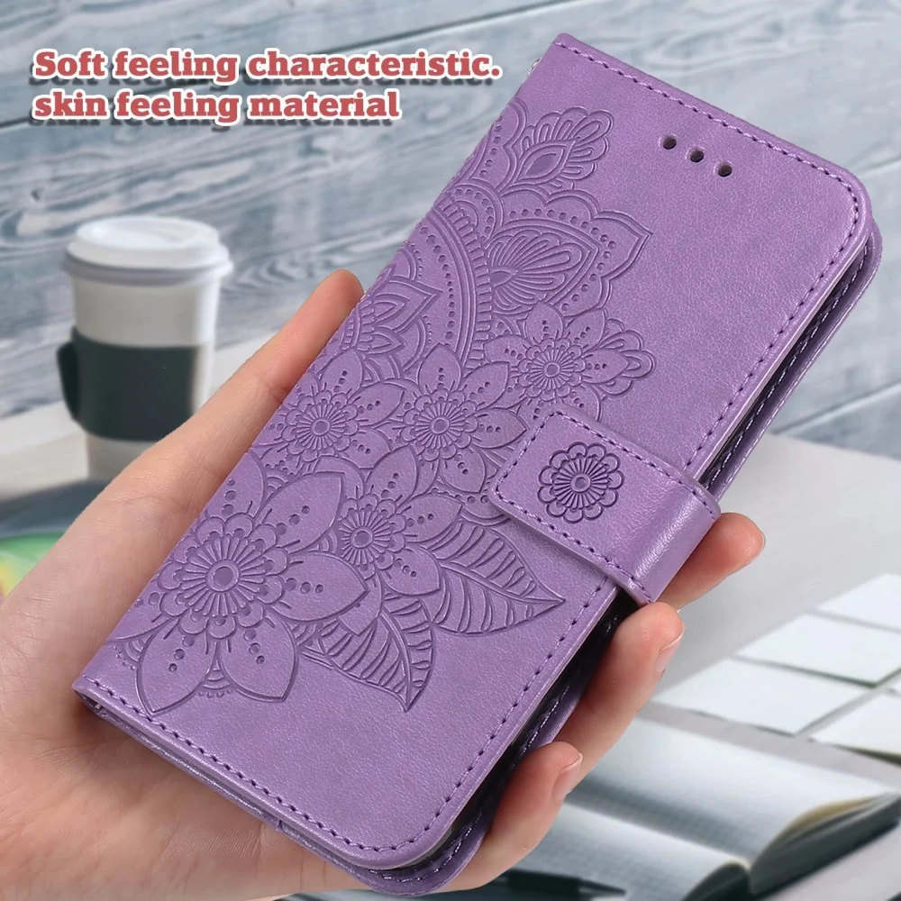 Xiaomi 14T Pro Hoesje Bloemen Print Wallet Book Case Paars afbeelding 6