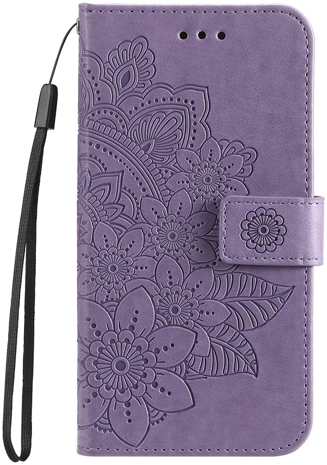 Xiaomi 14T Pro Hoesje Bloemen Print Wallet Book Case Paars afbeelding 9