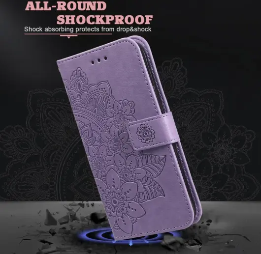 Xiaomi 14T Pro Hoesje Bloemen Print Wallet Book Case Paars afbeelding 5