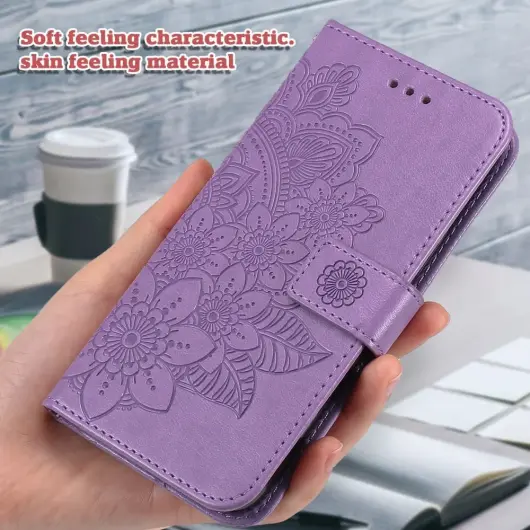 Xiaomi 14T Pro Hoesje Bloemen Print Wallet Book Case Paars afbeelding 6
