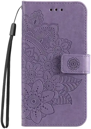 Xiaomi 14T Pro Hoesje Bloemen Print Wallet Book Case Paars afbeelding 9