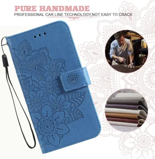 Xiaomi 14T Pro Hoesje Bloemen Print Wallet Book Case Blauw afbeelding 4