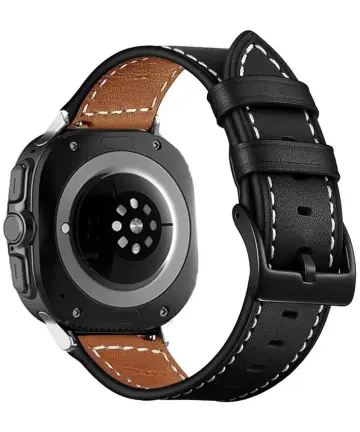 Samsung Galaxy Watch Ultra Bandje - Duurzaam Kalfsleer - 47MM - Zwart/Bruin Bandjes