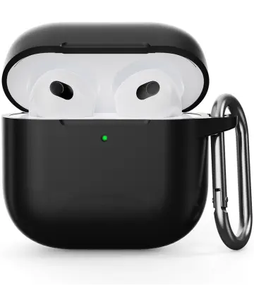 Apple AirPods 4 Siliconen Hoesje met Karabijnhaak Zwart Hoesjes