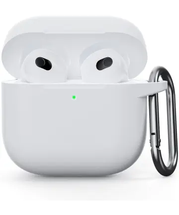 Apple AirPods 4 Siliconen Hoesje met Karabijnhaak Wit Hoesjes