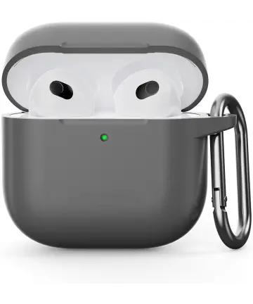 Apple AirPods 4 Siliconen Hoesje met Karabijnhaak Grijs Hoesjes