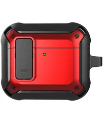 Apple AirPods 4 Hoesje Shockproof Cover met Karabijnhaak Rood