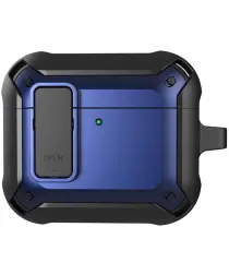 Apple AirPods 4 Hoesje Shockproof Cover met Karabijnhaak Blauw