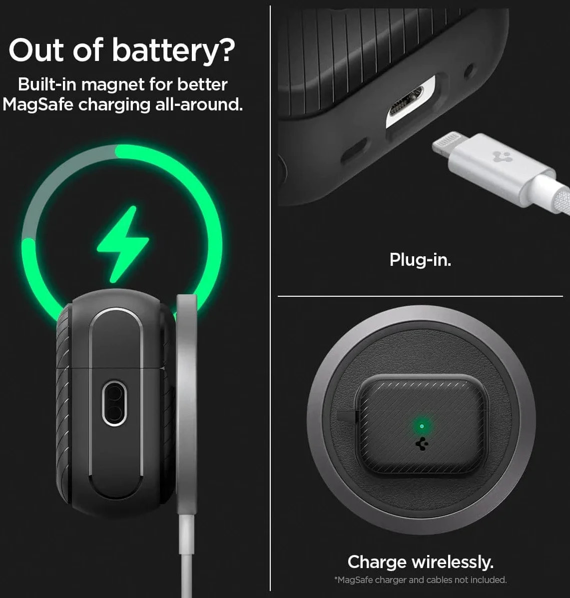 Spigen Mag Armor MagFit Apple AirPods Pro 2 Hoesje met Karabijnhaak Zwart afbeelding 4