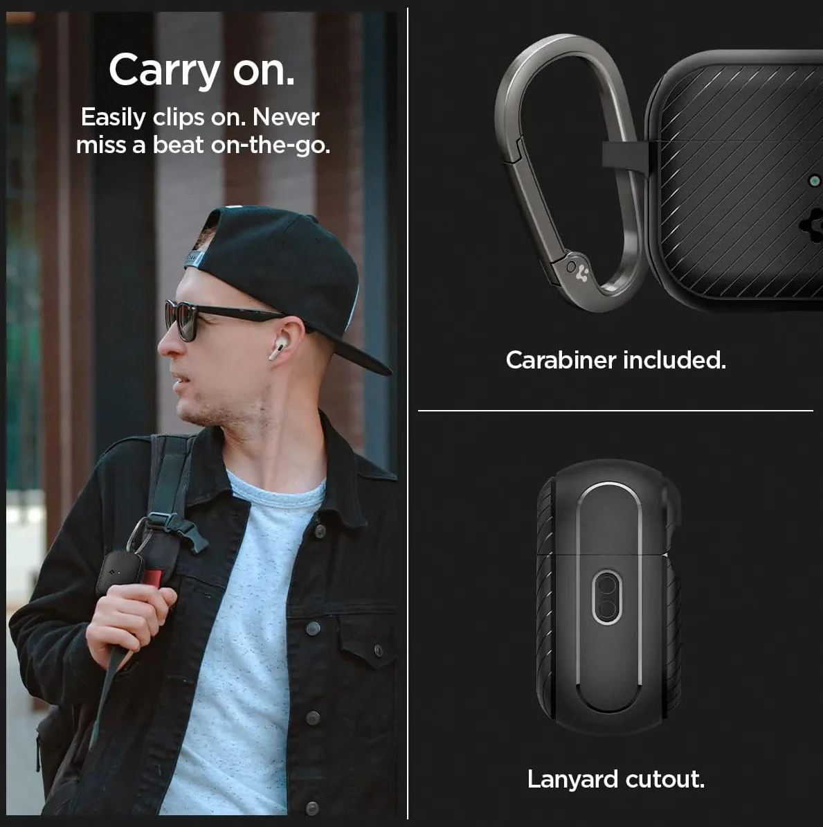 Spigen Mag Armor MagFit Apple AirPods Pro 2 Hoesje met Karabijnhaak Zwart afbeelding 5