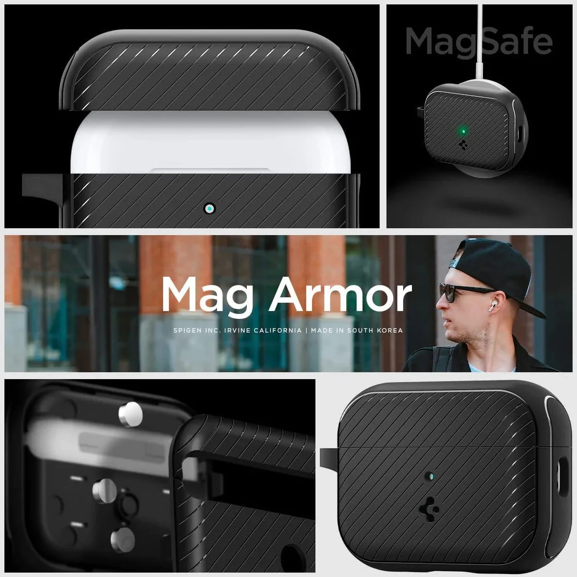 Spigen Mag Armor MagFit Apple AirPods Pro 2 Hoesje met Karabijnhaak Zwart afbeelding 7