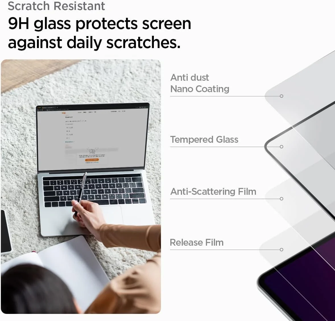 Spigen Glas.tR Slim - MacBook Pro 14 Inch Screen Protector Tempered Glass afbeelding 5