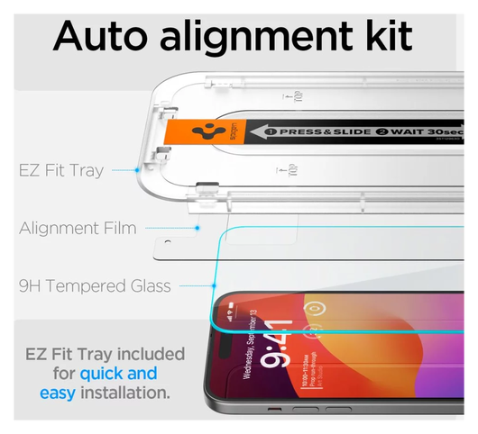 Spigen EZ Fit GLAS.tR Apple iPhone 15 Plus Screen Protector 1-Pack Clear afbeelding 3