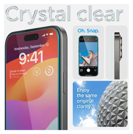 Spigen EZ Fit GLAS.tR Apple iPhone 15 Plus Screen Protector 1-Pack Clear afbeelding 5