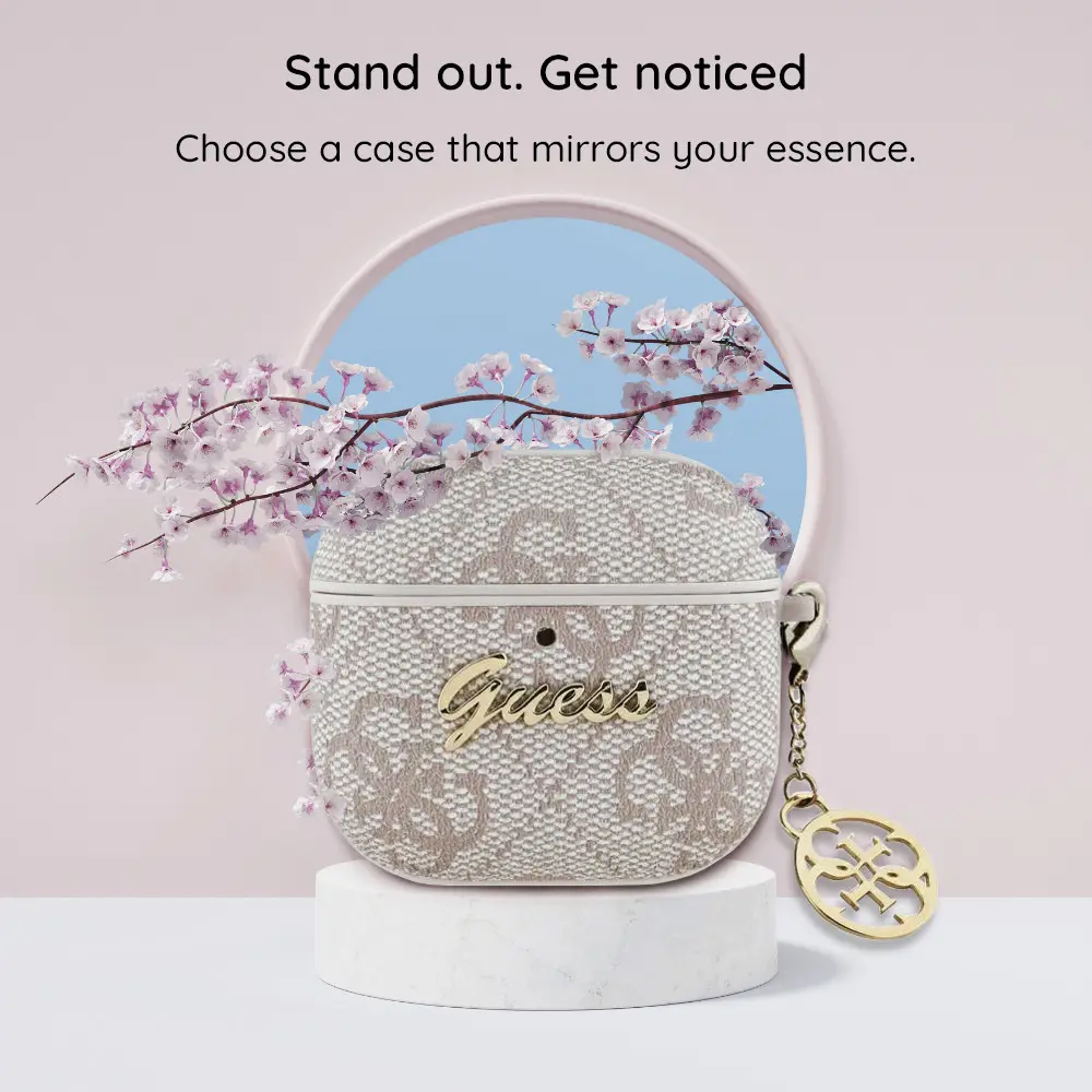 Guess AirPods 4 Hoesje Duurzaam Premium Eco-leder Roze afbeelding 3