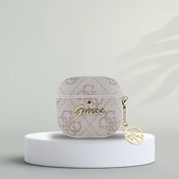 Guess AirPods 4 Hoesje Duurzaam Premium Eco-leder Roze afbeelding 4