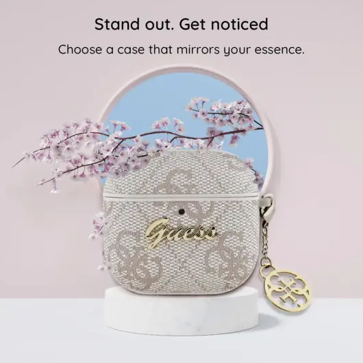 Guess AirPods 4 Hoesje Duurzaam Premium Eco-leder Roze afbeelding 3
