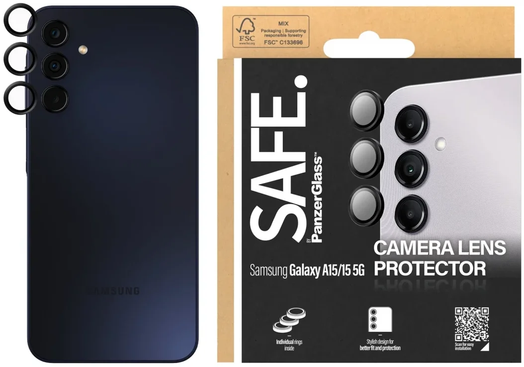 PanzerGlass SAFE Samsung Galaxy A15 Camera Protector Zwart afbeelding 1