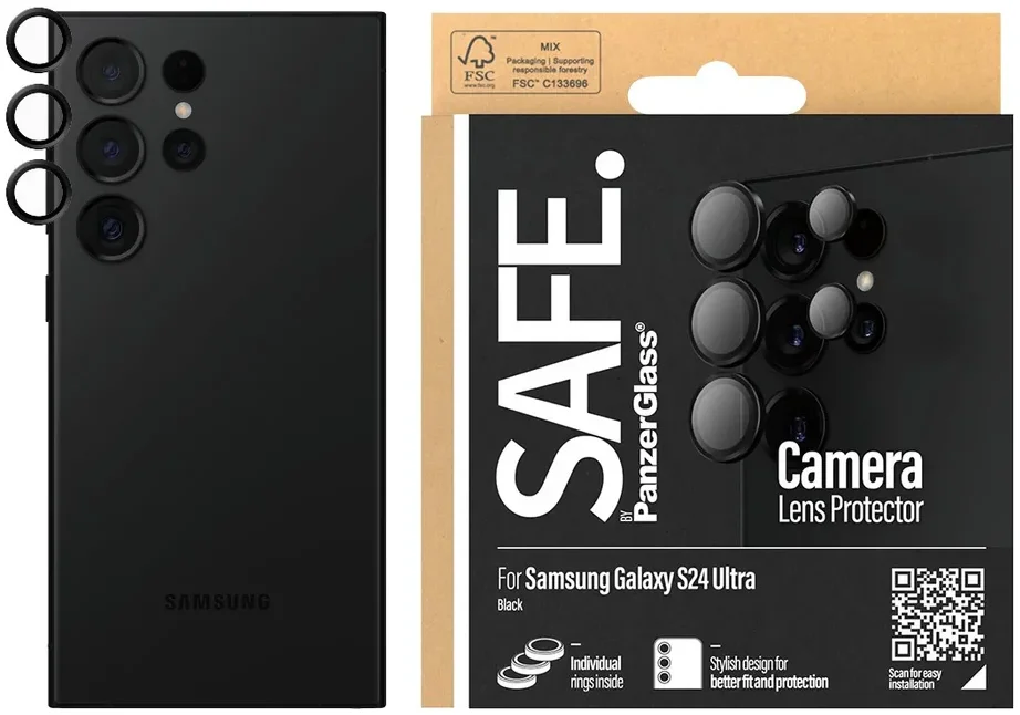PanzerGlass SAFE Samsung Galaxy S24 Ultra Camera Protector Zwart afbeelding 1