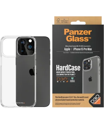 PanzerGlass HardCase D3O Apple iPhone 15 Pro Max Hoesje Back Cover Transparant Hoesjes